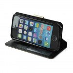 Wholesale iPhone 5S 5 Slim Flip Leather Wallet Case (Black - Black)